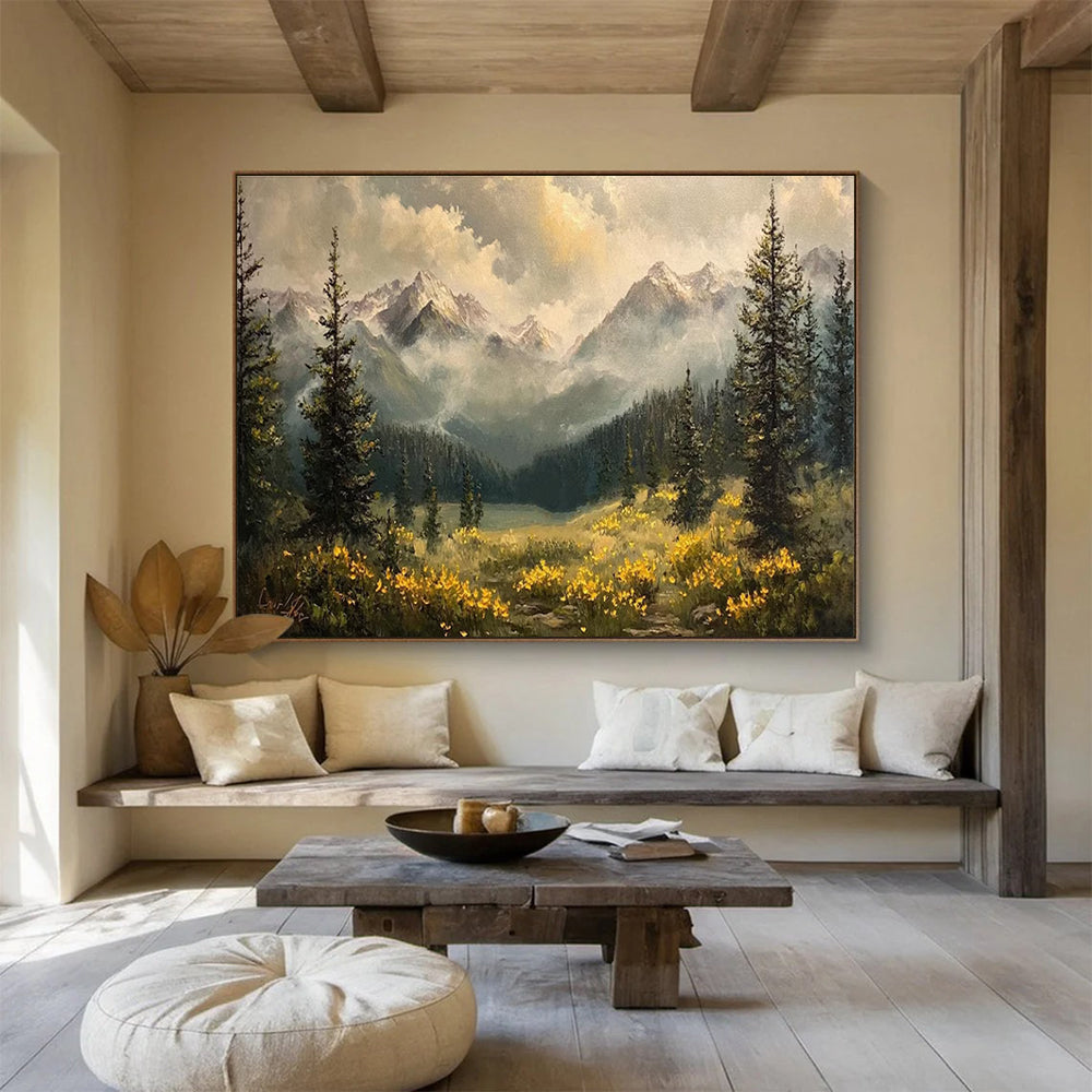 Mountain Meadow Abstract Painting for Nature - Inspired Living Rooms YHT420