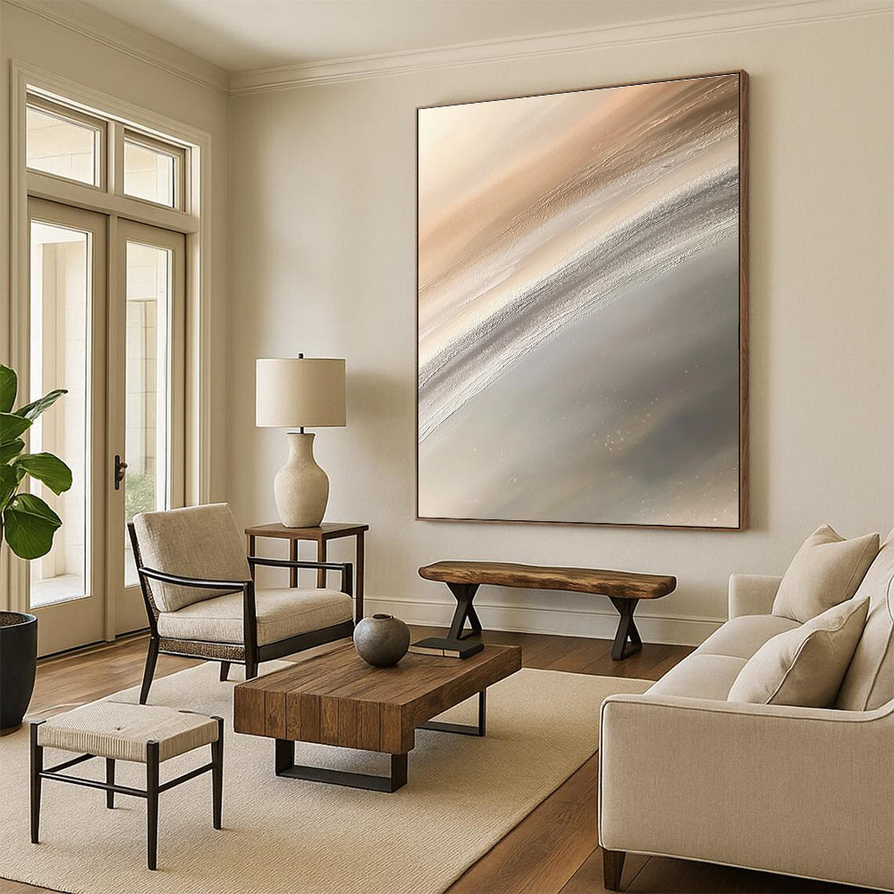 Soft Abstract Gradient Painting for Minimalist Bedrooms GAB1169