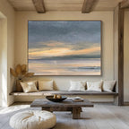 Sunset Over Calm Sea Abstract Painting for Coastal Homes YHT016