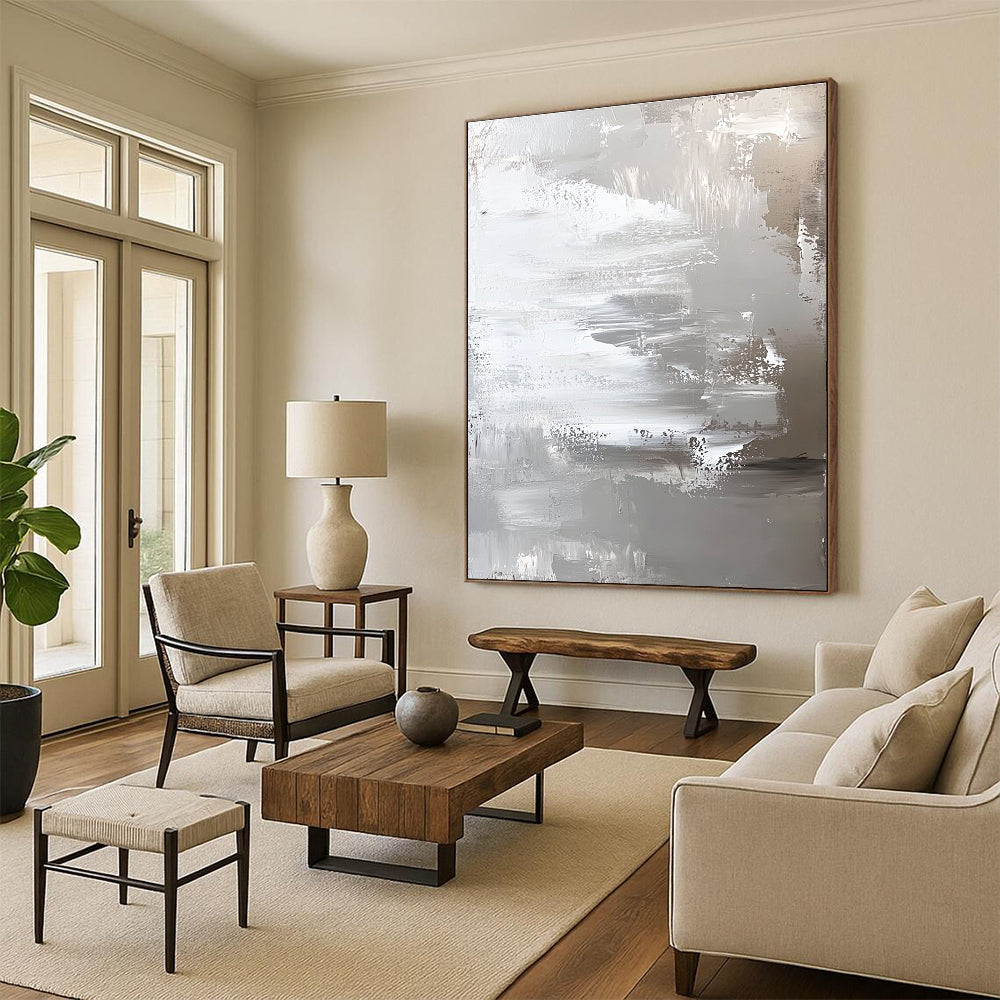 Silver - Gray Abstract Painting with Subtle Textures WINK420