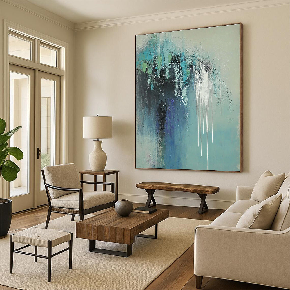 Blue - Green Dripping Abstraction Abstract Painting with Expressive Drips WINK237