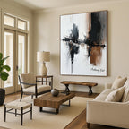Monochrome Abstract Strokes Artistic Abstract Painting for Modern Spaces GAB1400