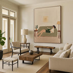 Woman Reading on Sofa - Cozy Domestic Abstract Art GAB0421