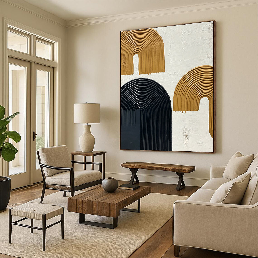 Textured Arched Shapes Abstract Painting for Modern - Styled Hallways GAB1050