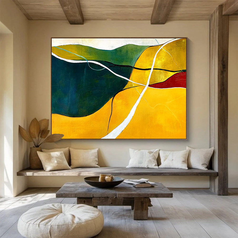 Colorful Landscape Abstract Painting with Simplified Forms ABS427