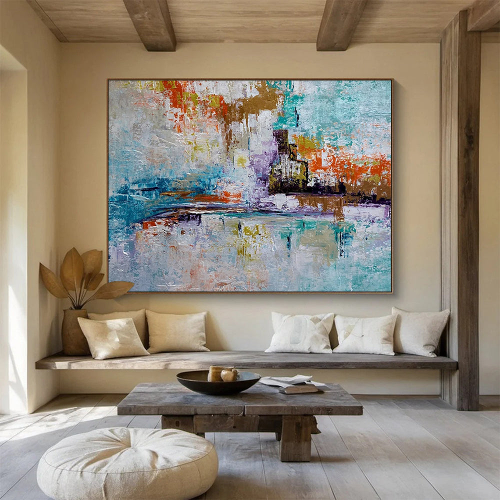 Colorful Abstract Cityscape Painting for Urban Art Galleries YHT368