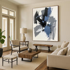 Gray Black and Blue Abstract Painting with Expressive Layers WINK824