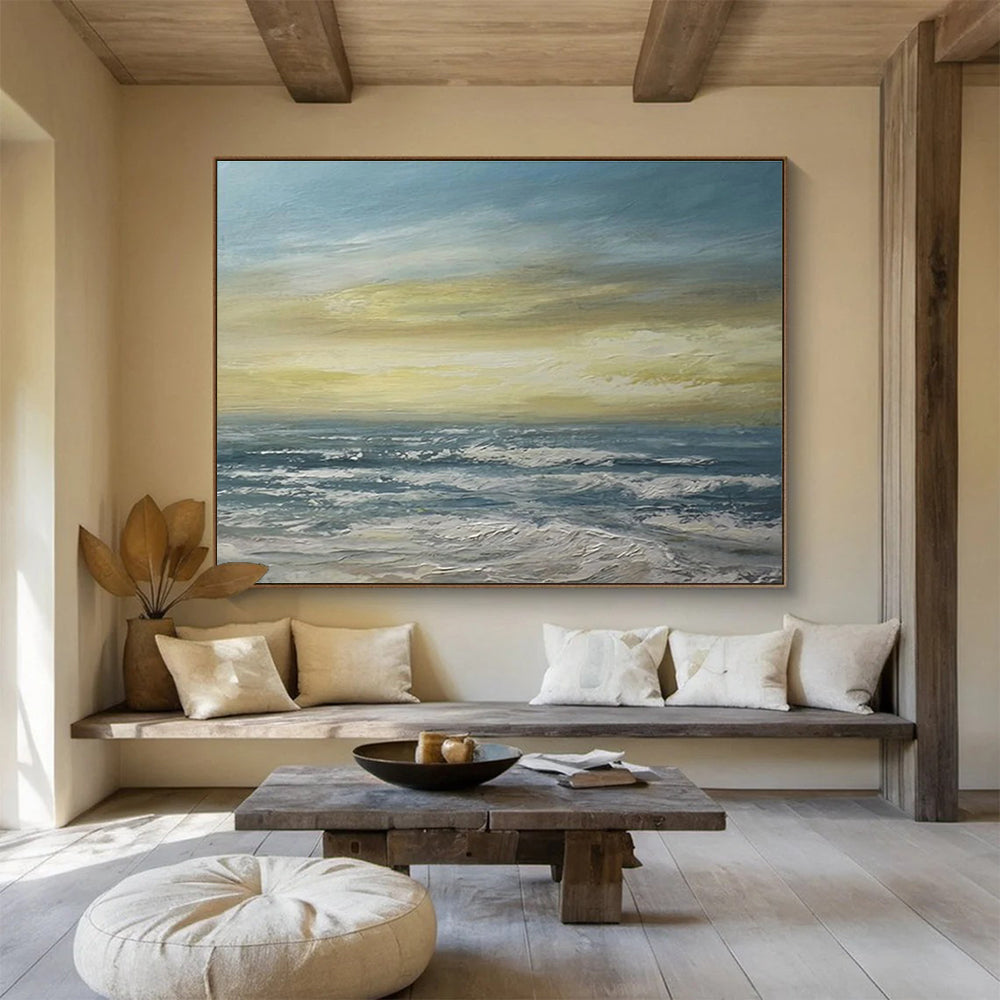 Sunset Sea Abstract Vibrant Landscape Painting for Art - Filled Homes YHT032
