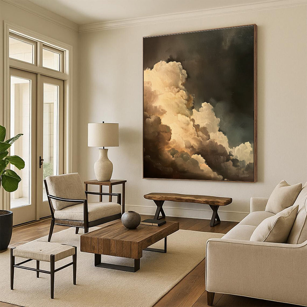 Dark Clouds Abstract Painting for Dramatic Home Theater Foyers HENG014