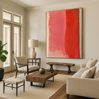 Pink and Red Divide Abstract Painting with Warm Contrast WINK133