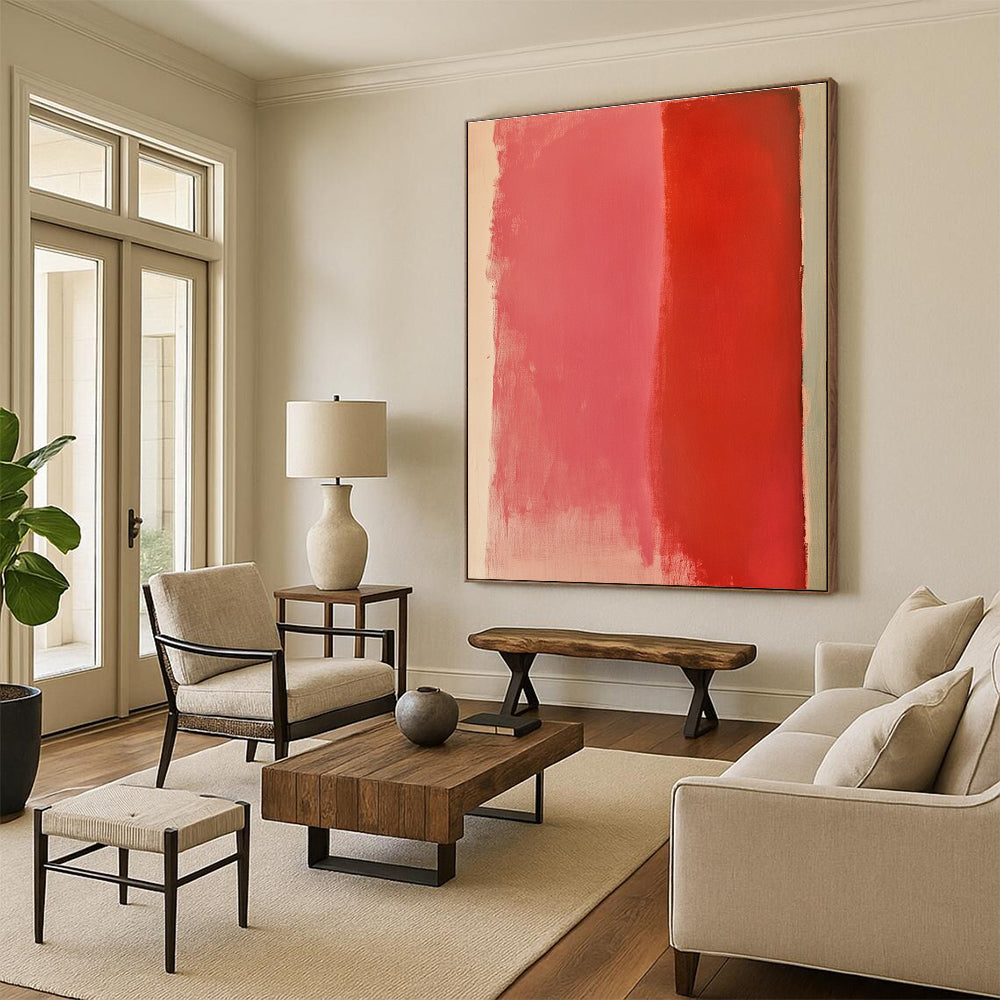 Pink and Red Divide Abstract Painting with Warm Contrast WINK133