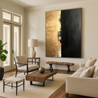Gold and Black Textured Divide Abstract Painting with Luxe Contrast WINK019