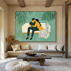 Intimate Couple on Sofa Painting with Warm Cozy Vibes ABS558