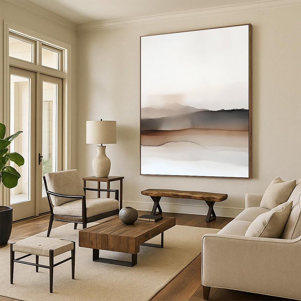Minimalist Mountainscape Abstract Painting with Subtle Depth WINK193