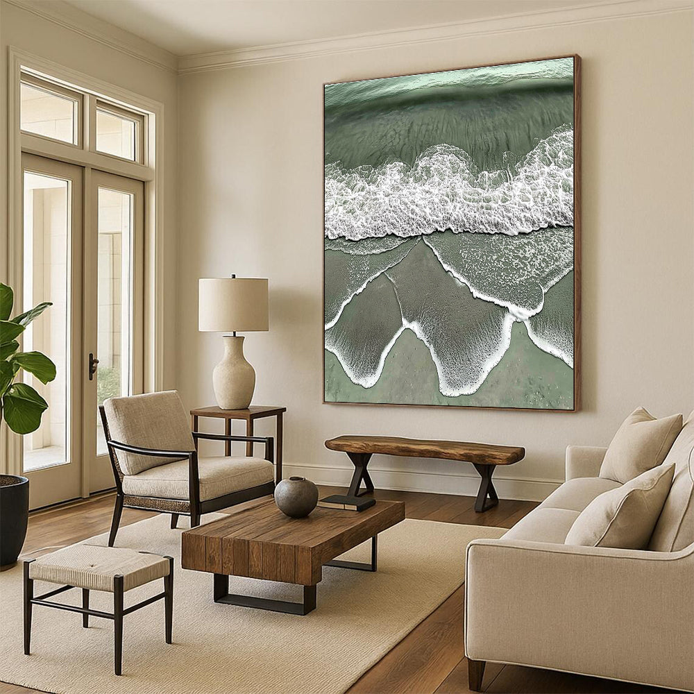Coastal Wave Abstract Painting for Beach - Themed Living Rooms GAB1020