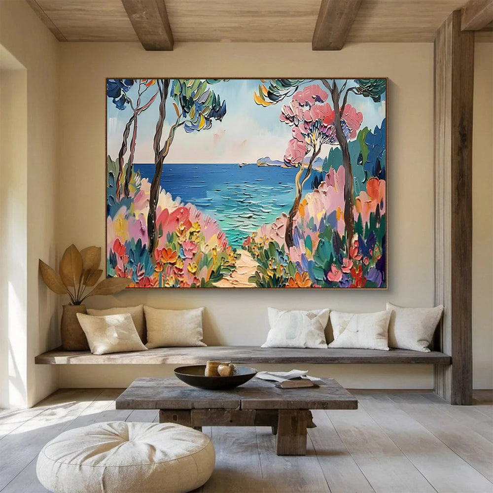 Coastal Path Abstract Painting for Beach House Bedrooms YHT423