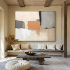 Neutral - Toned Geometric Abstract Painting for Timeless Interiors YHT075