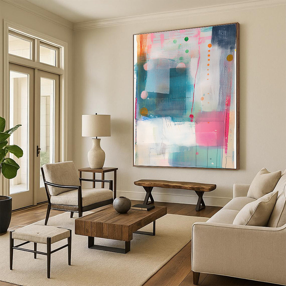 Bright Geometric Mix Modern Graphic Abstract Painting GAB0243