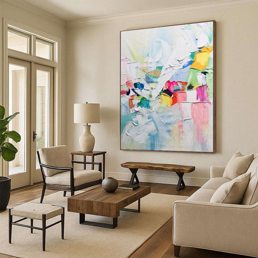 Dynamic Colorful Abstract Composition Painting for Energetic Spaces HENG267