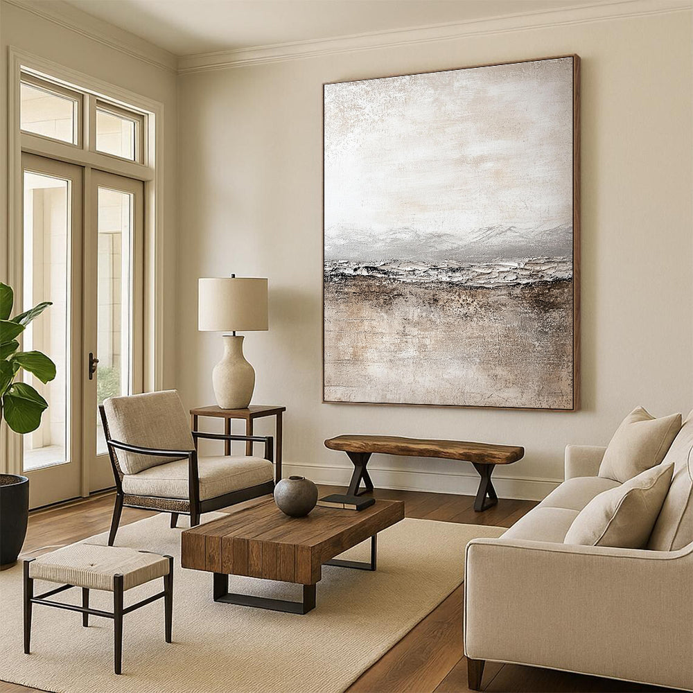 Textured Neutral Landscape - Rustic Minimalist Abstract Painting GAB0444