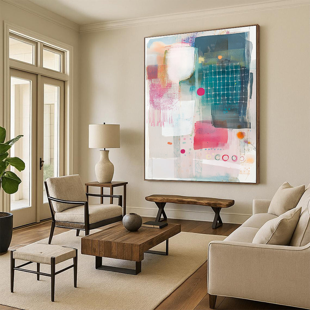 Mesh and Shape Collage Textured Graphic Abstract Painting GAB0247