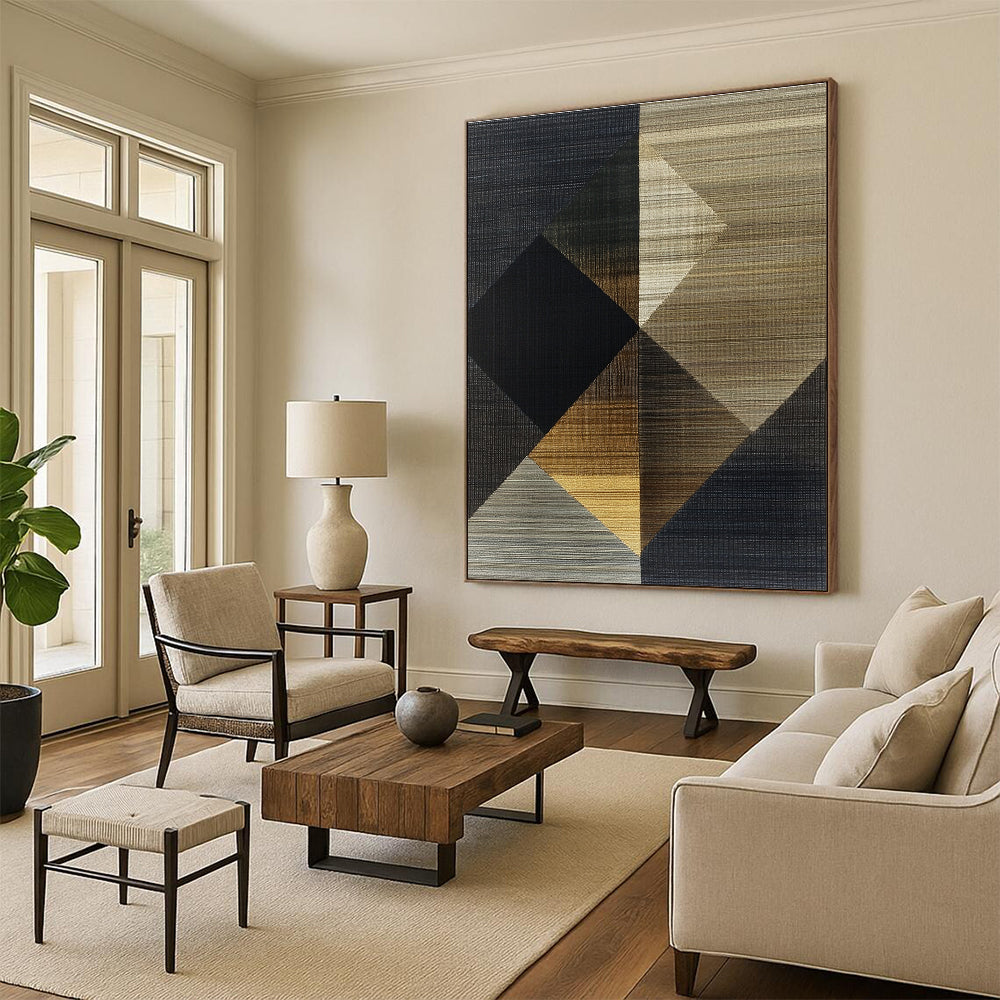 Geometric Textured Weave Abstract Painting with Tactile Patterns WINK263