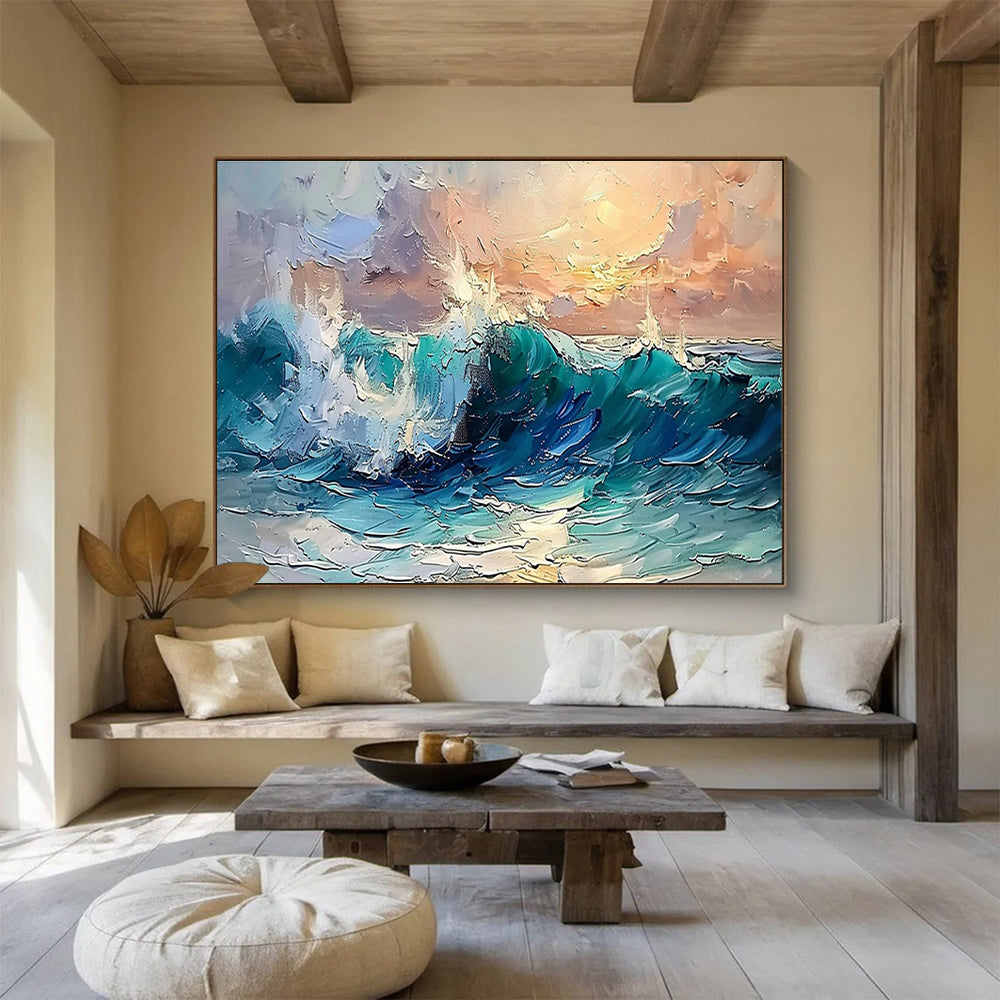 Sea Wave Abstract Painting for Nautical - Themed Home Theaters YHT296