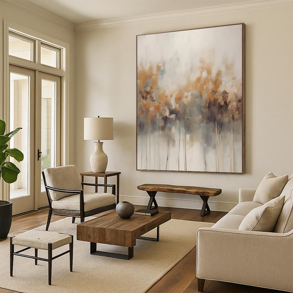 Neutral - Colored Reed - Like Abstract Painting for Spa Retreats HENG117
