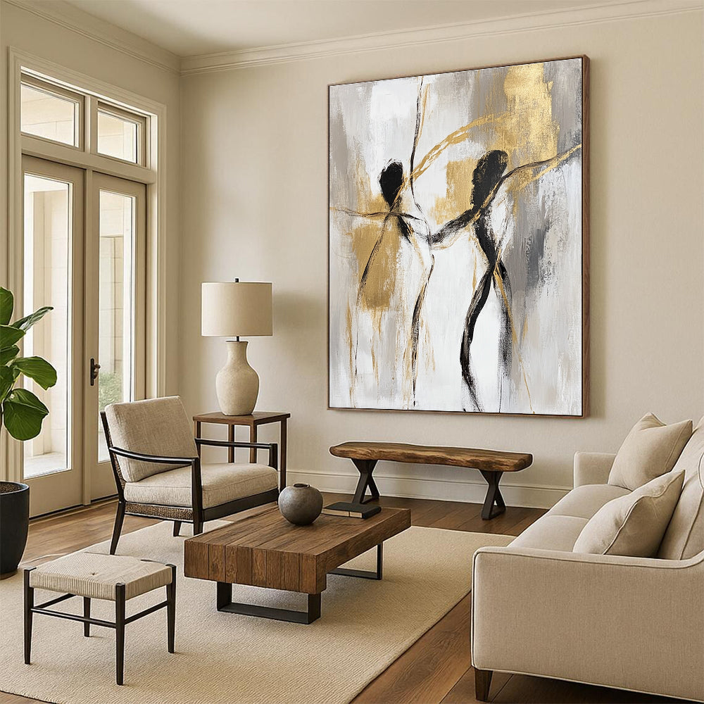 Dancing Figures Abstract Painting for Romantic - Themed Wedding Venues GAB0914