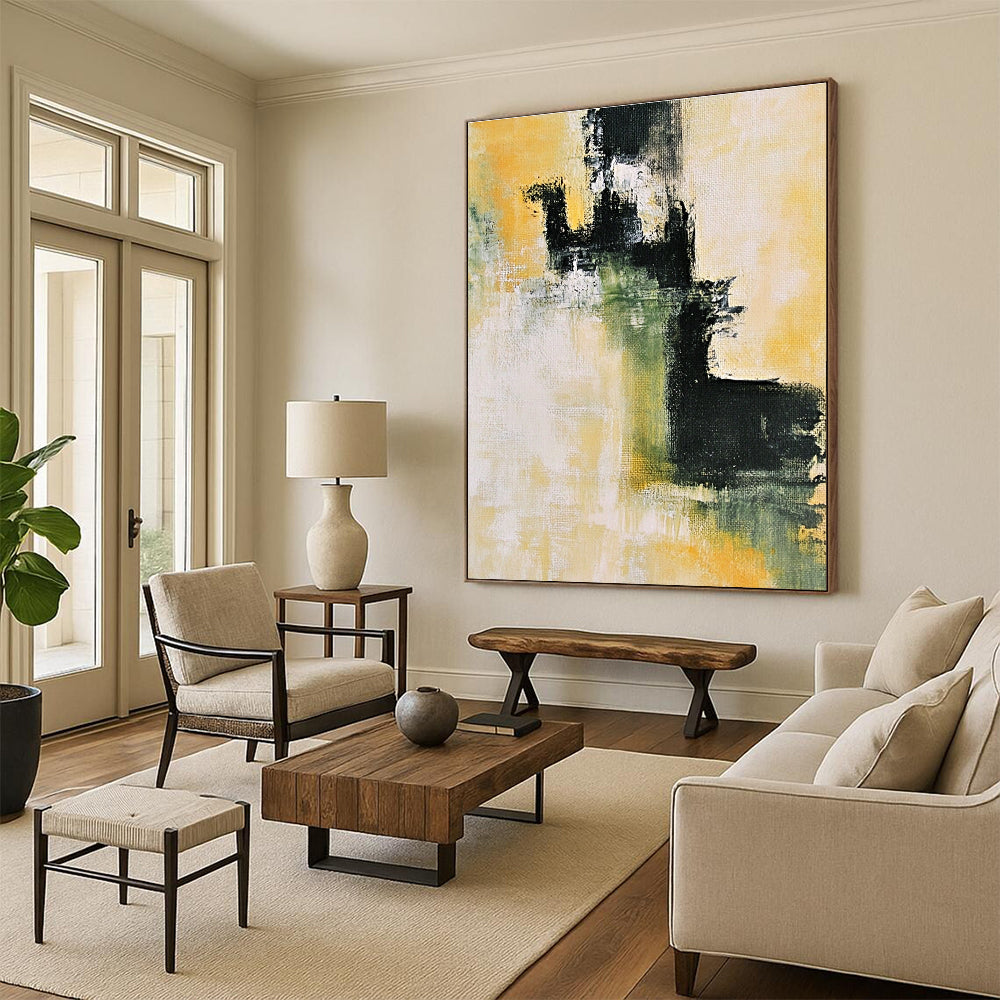 Yellow Green Abstract Painting with Subtle Harmony WINK584