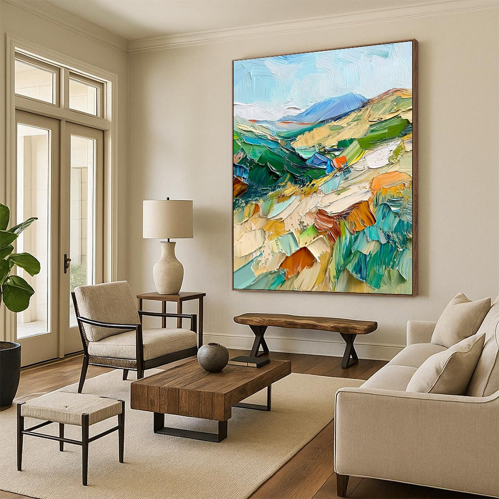 Colorful Landscape Impasto Abstract Painting with Vivid Terrain WINK074