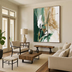 Green - Gold Abstract Painting for Nature - Themed Cafes GAB0865