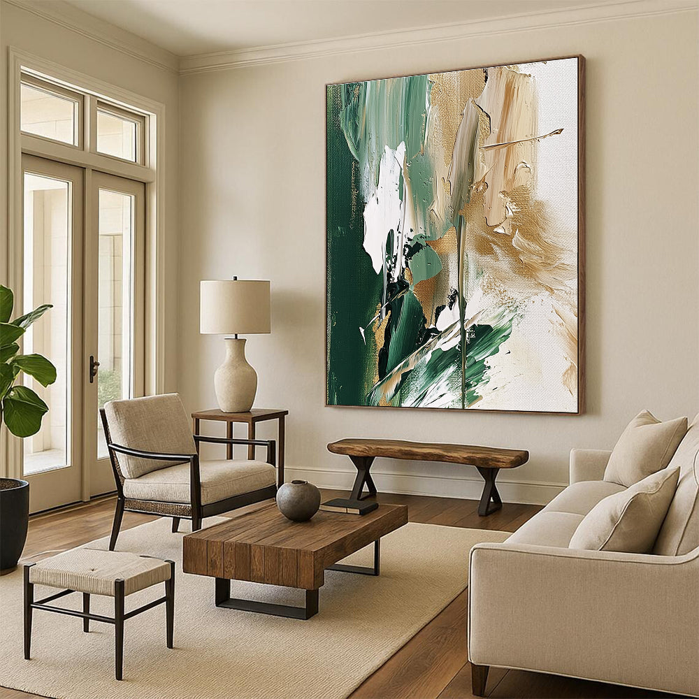 Green - Gold Abstract Painting for Nature - Themed Cafes GAB0865