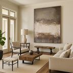 Earth - Toned Minimalist Abstract Painting for Serene Home Offices HENG441