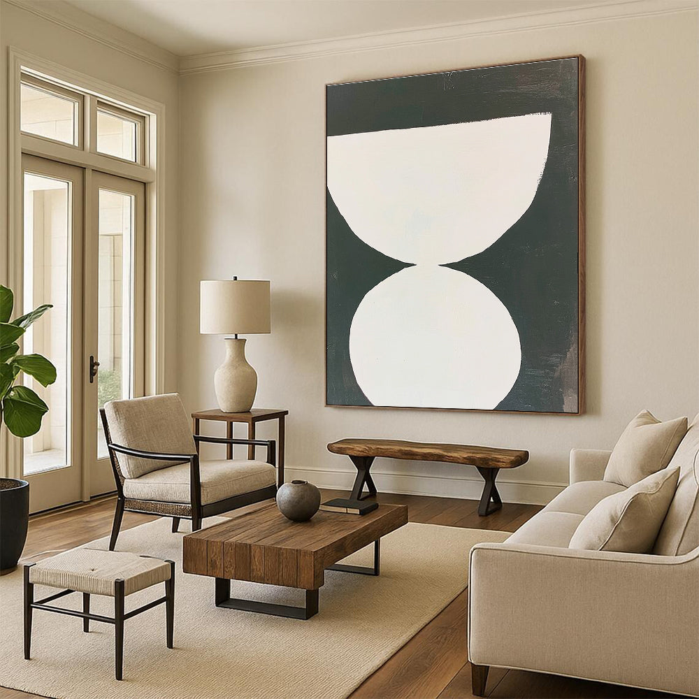 Black and White Hourglass - Monochromatic Geometric Art GAB0406