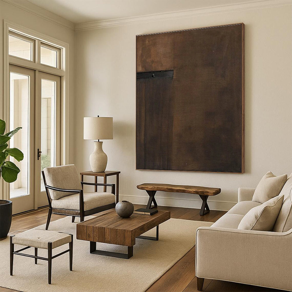 Minimalist Brown Abstract Painting for Contemporary Art Galleries HENG512