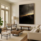 Dark and Golden Abstract Painting with Mysterious Radiance WINK091