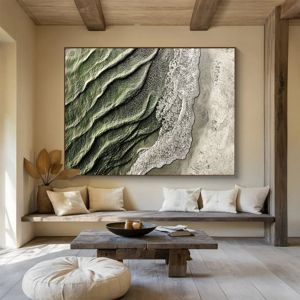 Aerial Beach Wave Patterns Abstract Painting with Natural Rhythms ABS574