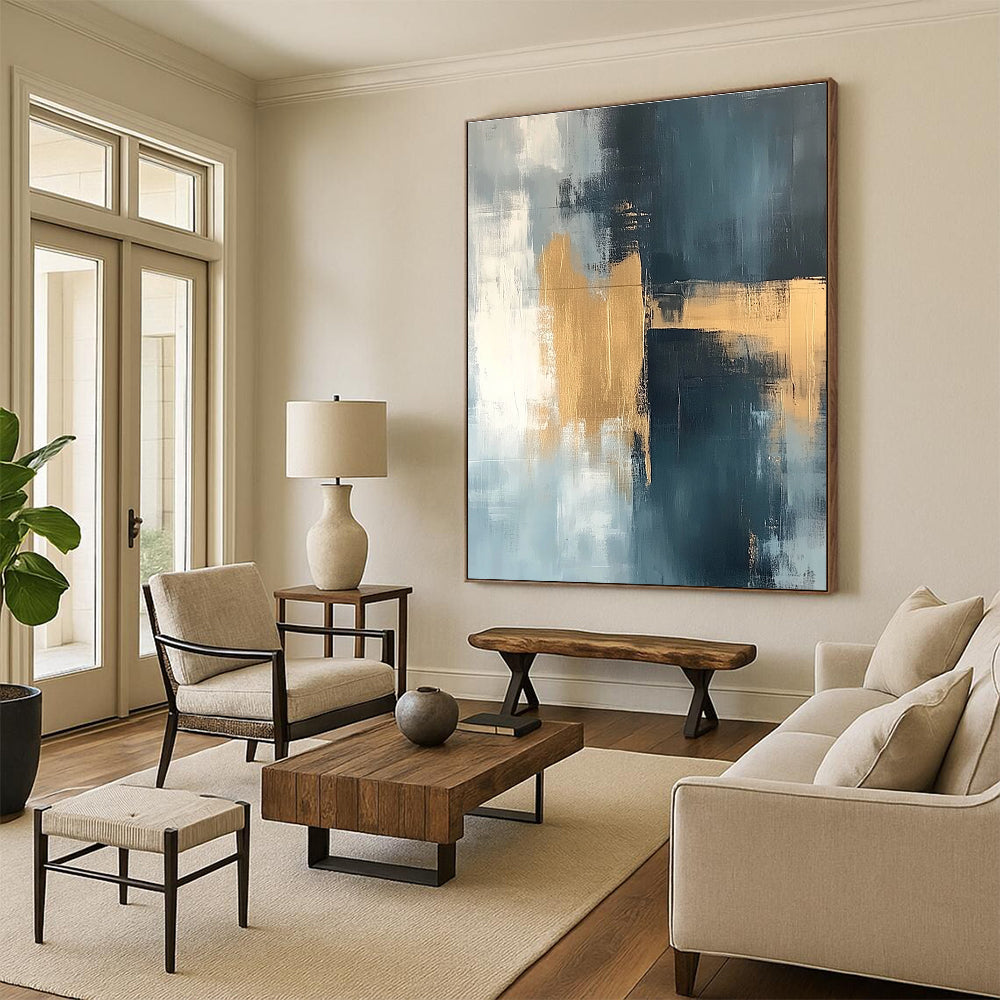 Gray - Gold Abstract Fusion Painting with Subtle Sophistication WINK380