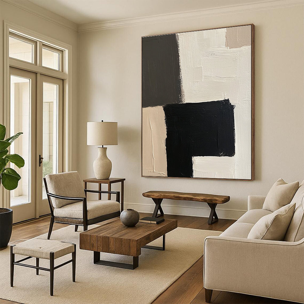 Neutral Geometric Abstract Painting with Quiet Sophistication WINK502