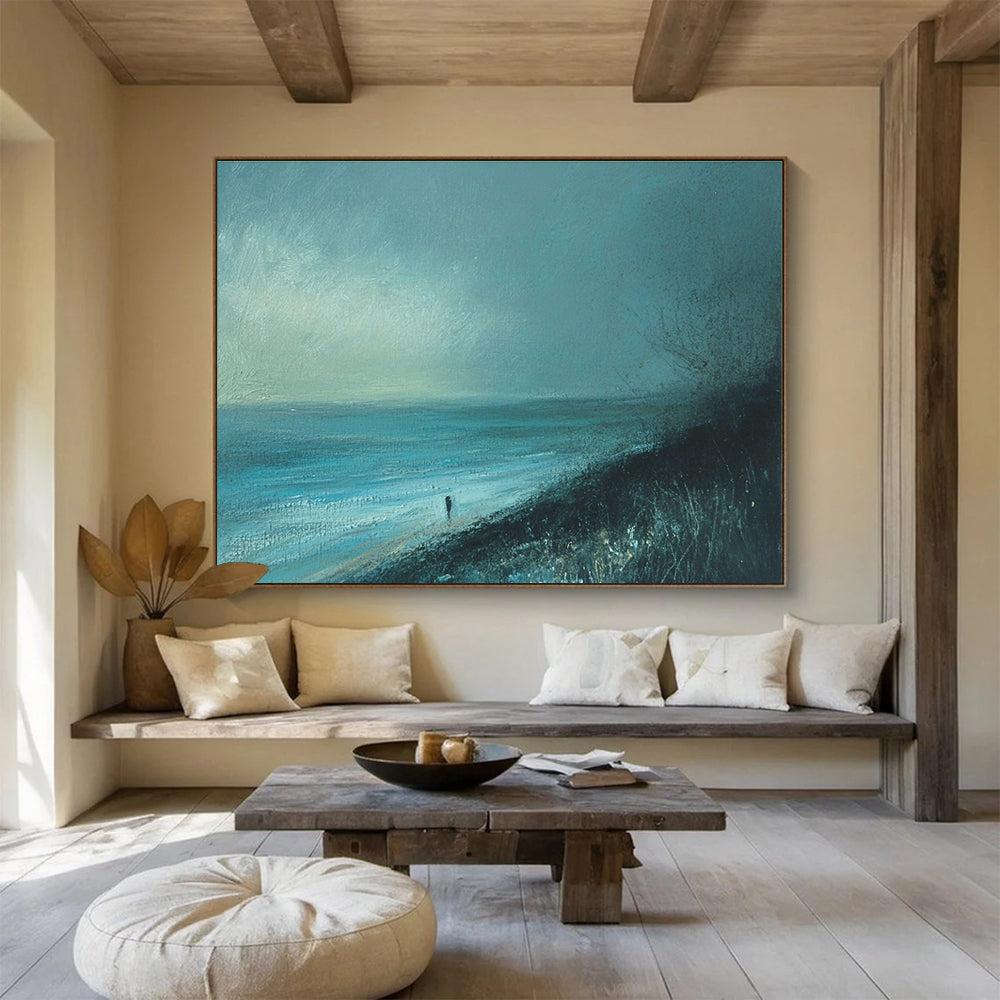 Solitary Beach Figure in Blue Tones ABS090