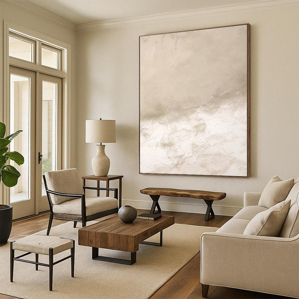 Neutral Textured Abstract Painting for Timeless Home Interiors HENG078