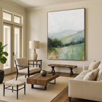 Misty Green Landscape Soft Impressionist Abstract Painting GAB0225