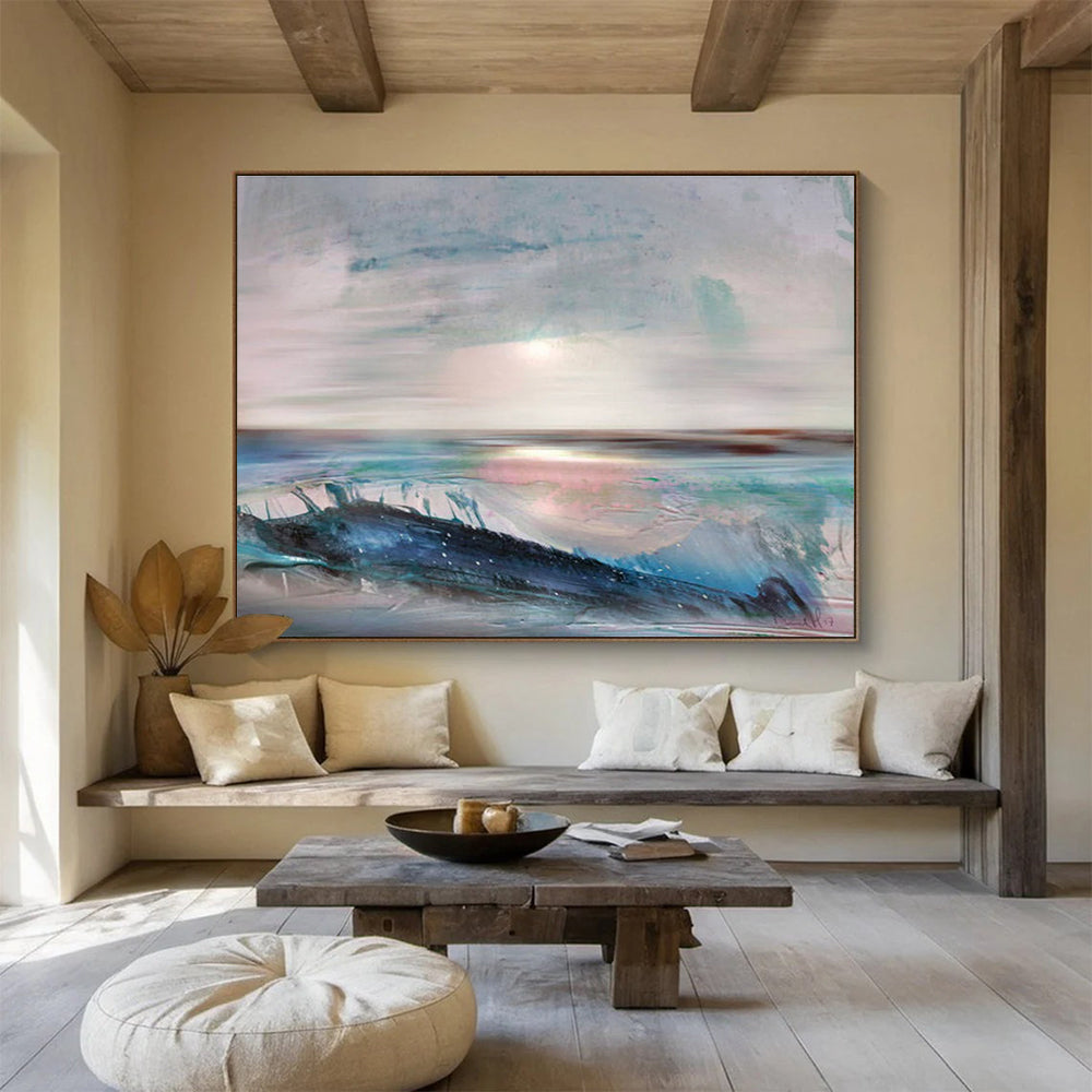 Serene Sea Abstract Painting for Coastal Retreats YHT148