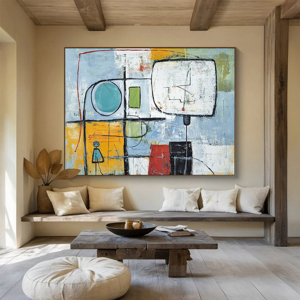 Abstract Figure and Shapes with Mixed Colors Abstract Painting ABS353