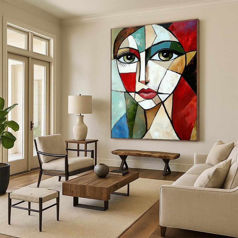 Cubist Woman’s Face Artistic Abstract Painting for Avant - Garde Interiors GAB1427