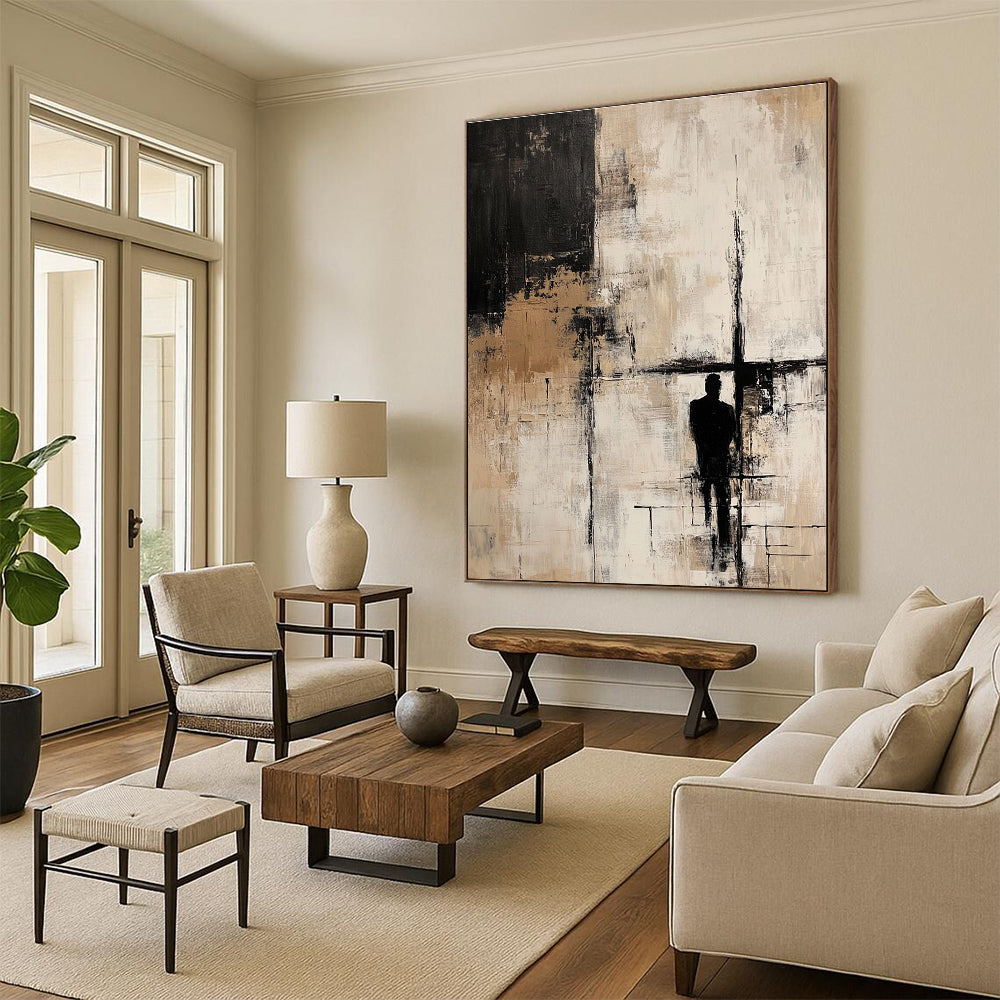 Silhouette - Themed Neutral - Tones Abstract Painting for Thoughtful Study Rooms GAB0910