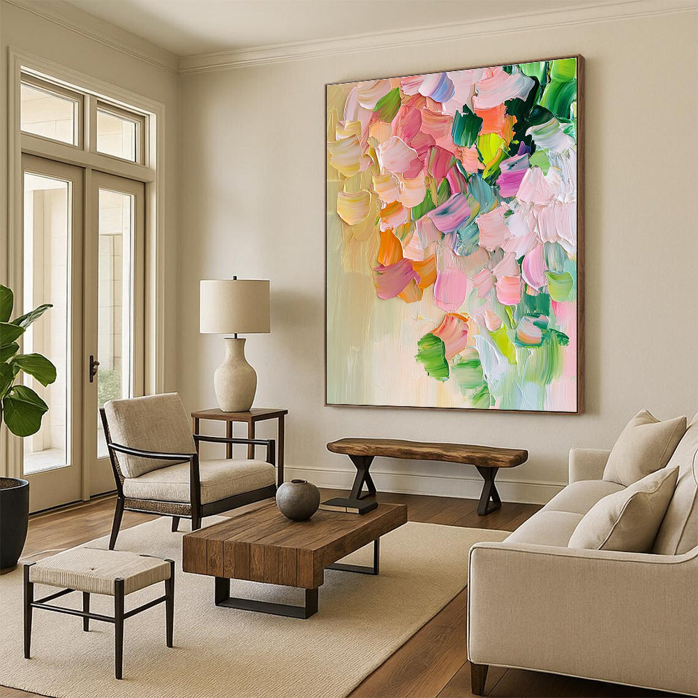 Textured Floral Abstract Painting for Bohemian - Styled Cafes GAB1163