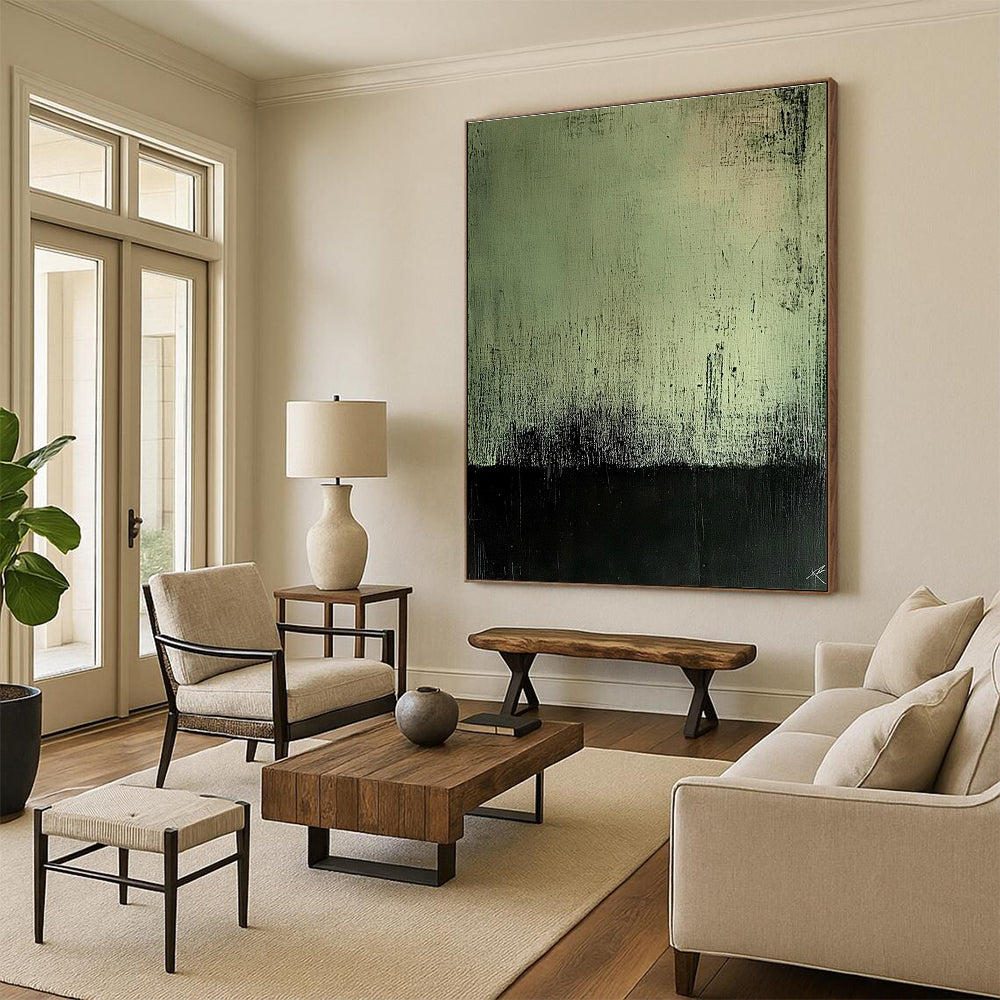 Green - Black Abstract Painting for Industrial - Style Lofts GAB0866
