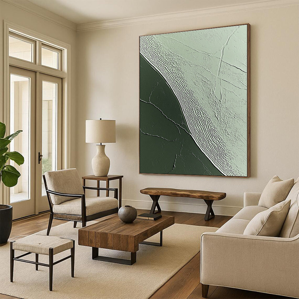 Green Textured Patterns Abstract Painting of Natural Rhythms GAB0092
